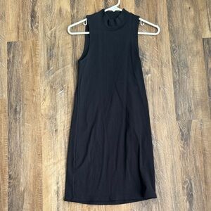 Sleeveless Black Mini mock neck Dress